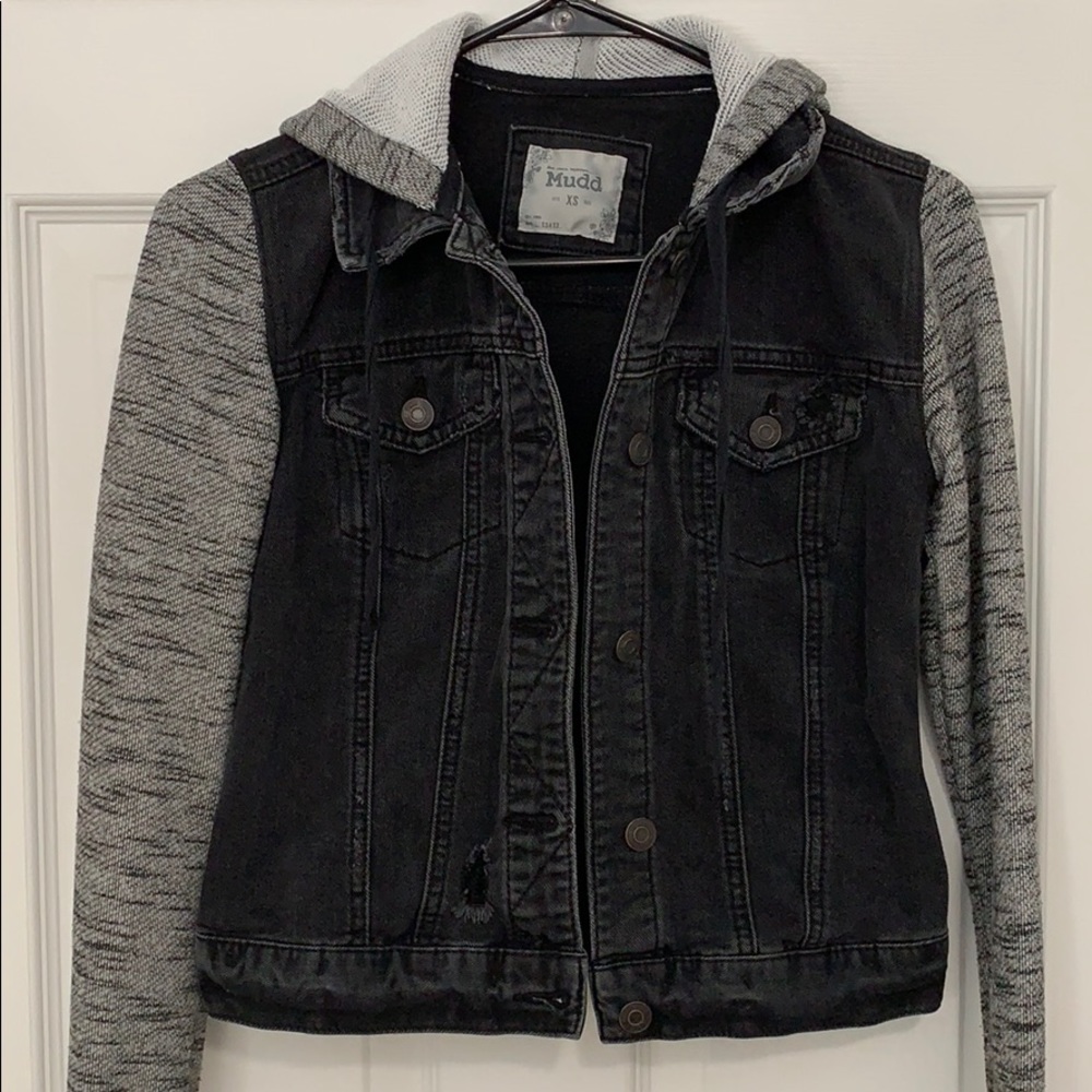 Mudd Distressed Black Denim Style Jacket